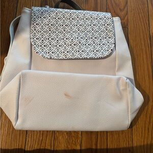 White Geometric Patterned Women's Backpack